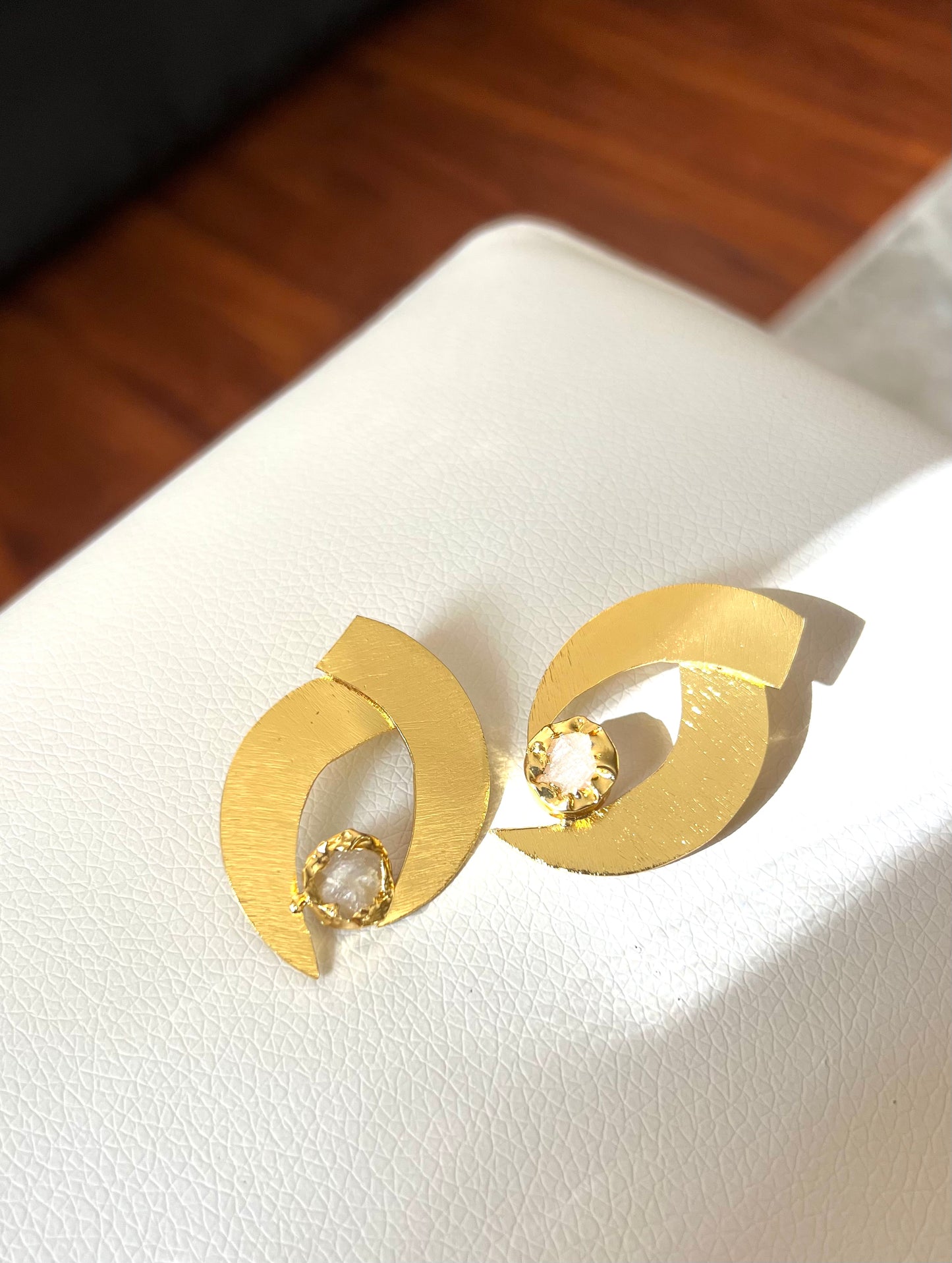 Cedra’s Gold & White Stone Earring