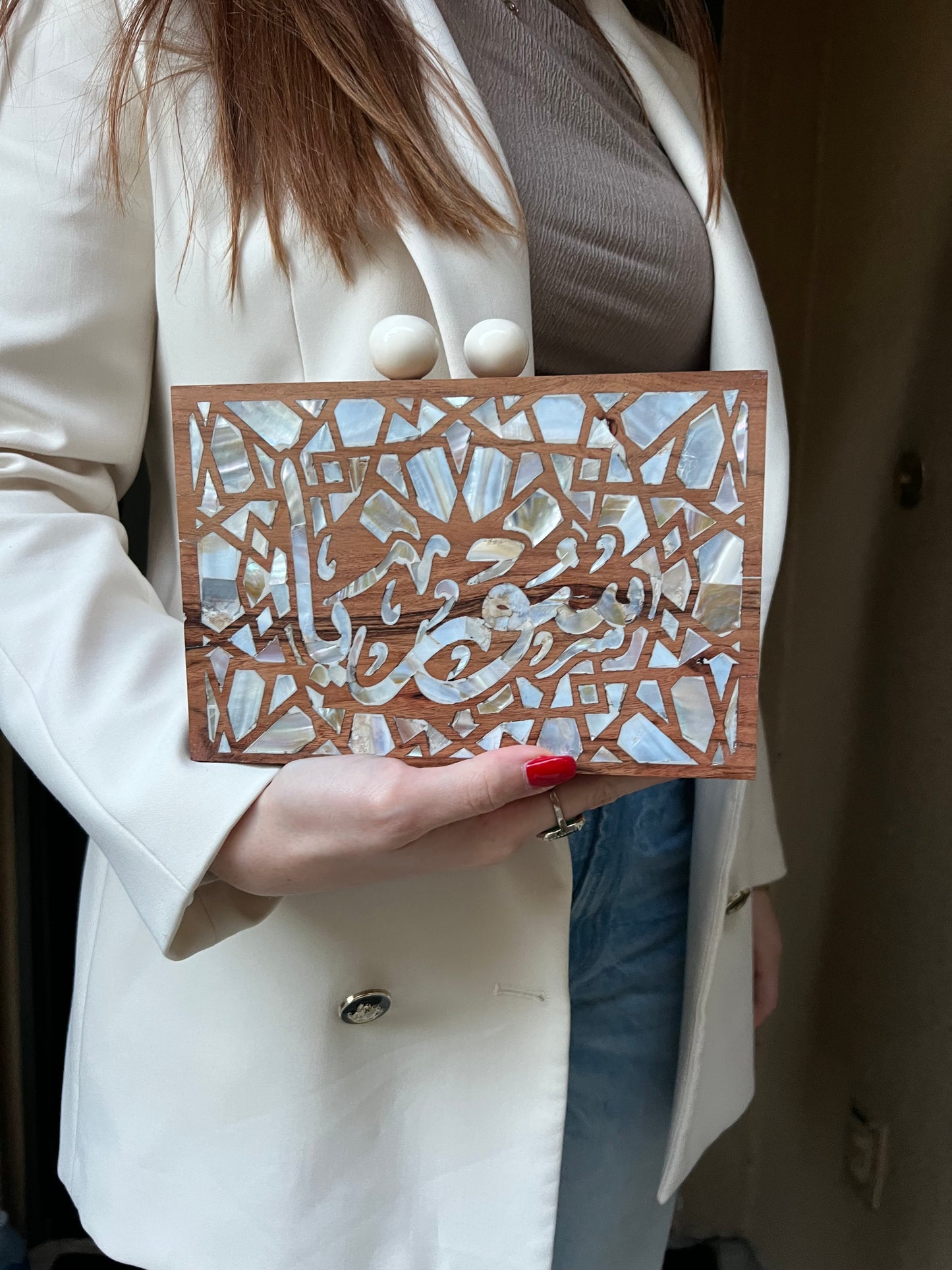 Loulou Wood Clutch