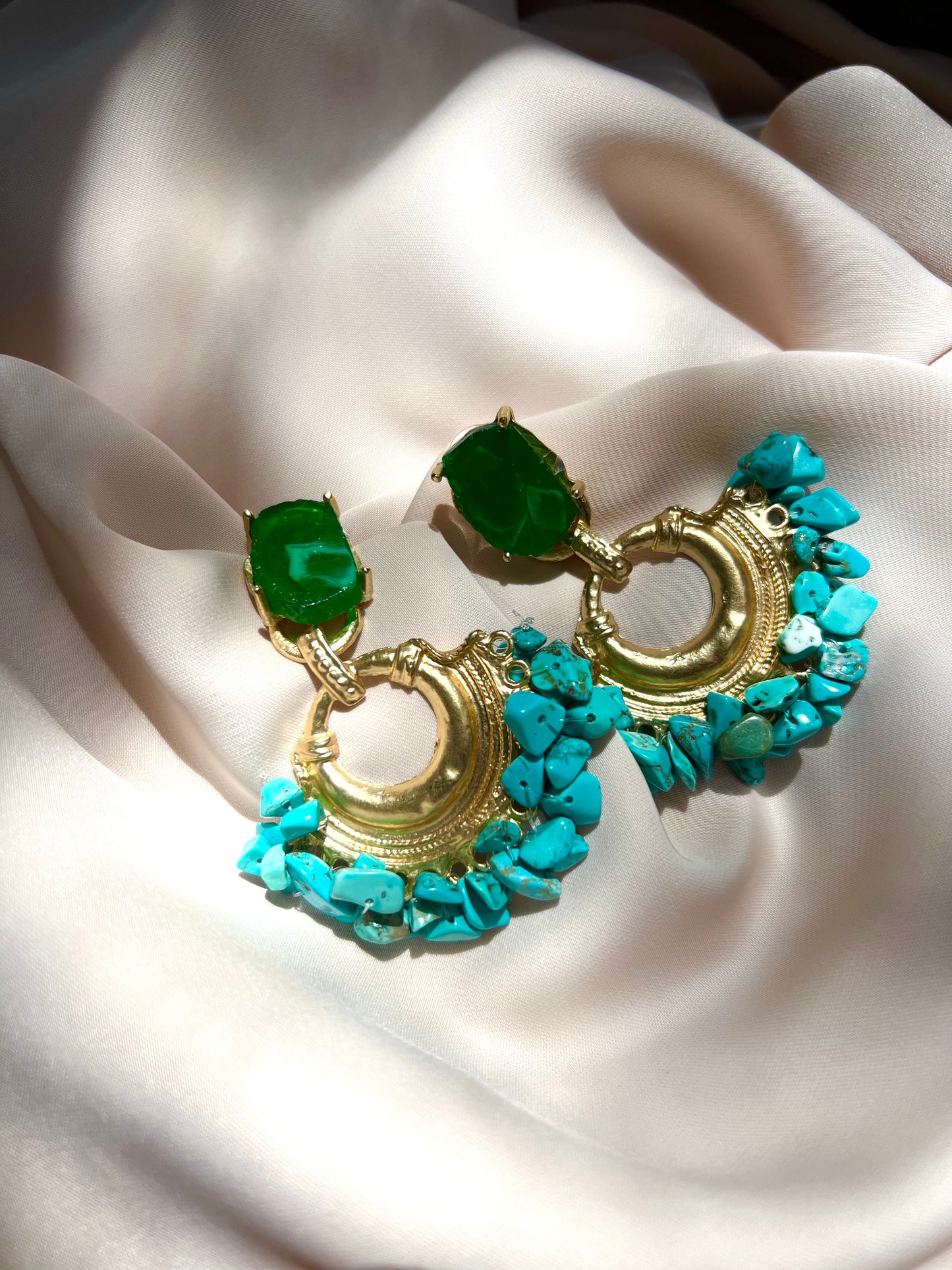 Maria’s Blue & Green Statement Earrings