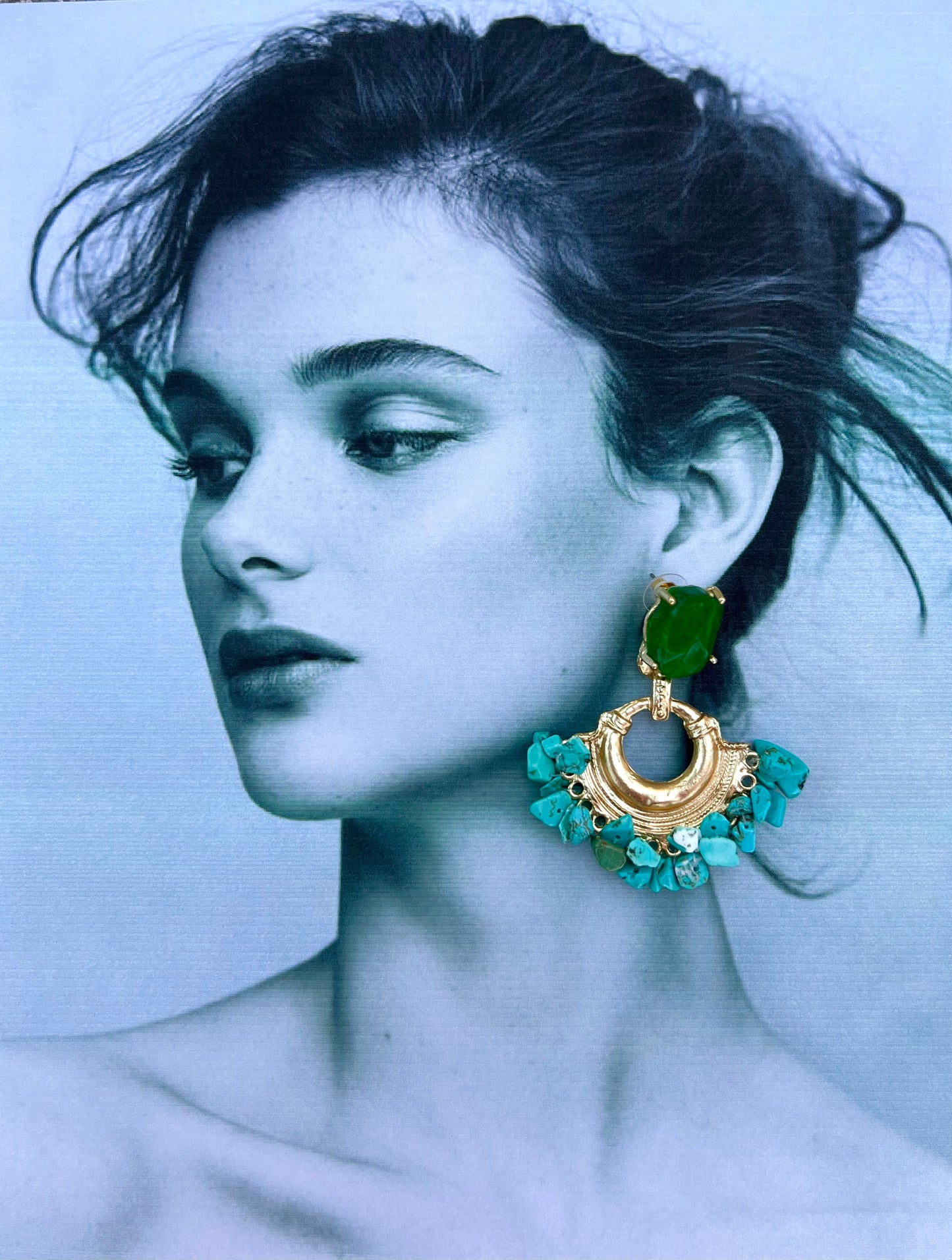 Maria’s Blue & Green Statement Earrings