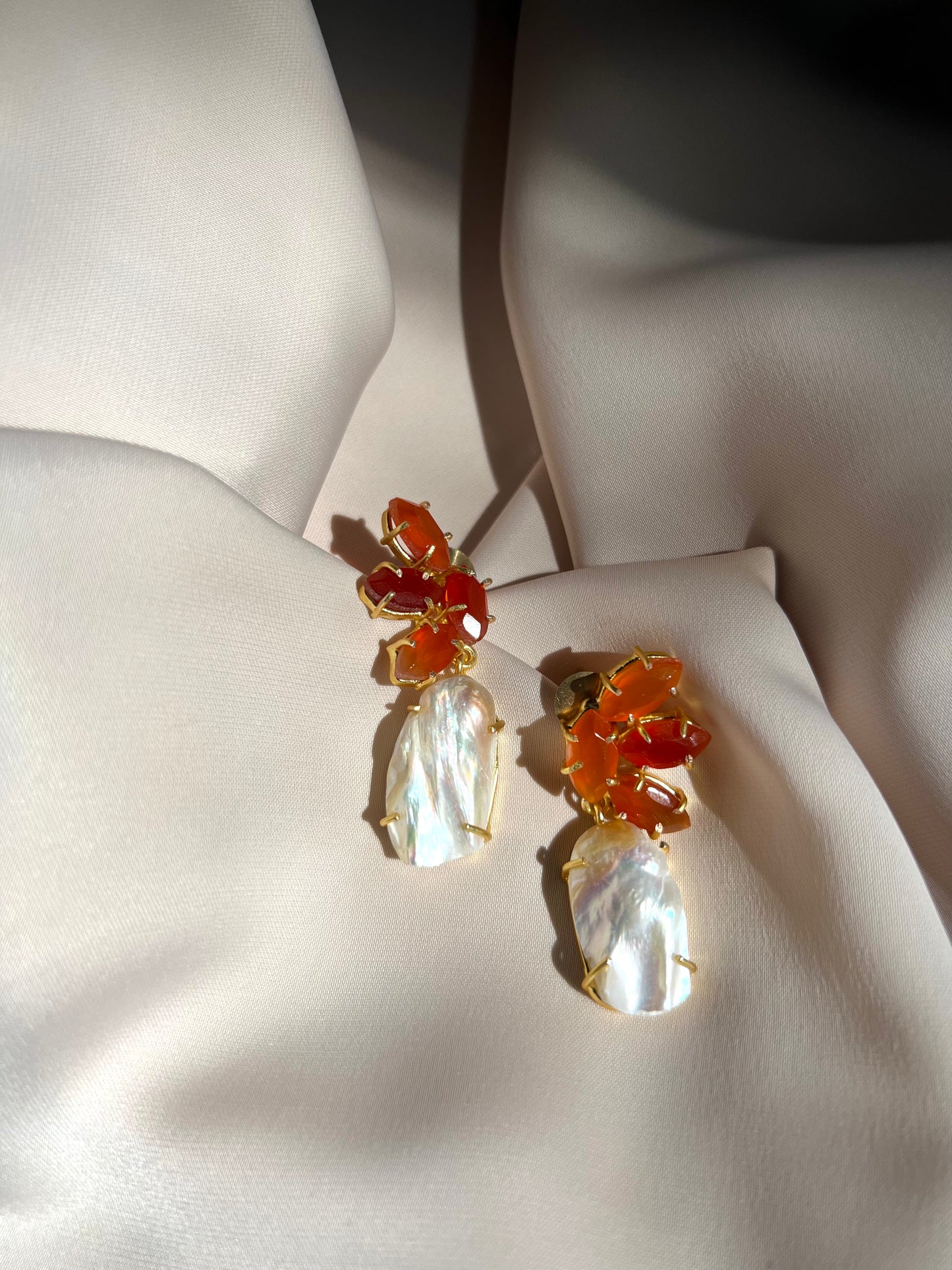 Leen’s Pearl & Orange Stone Earrings