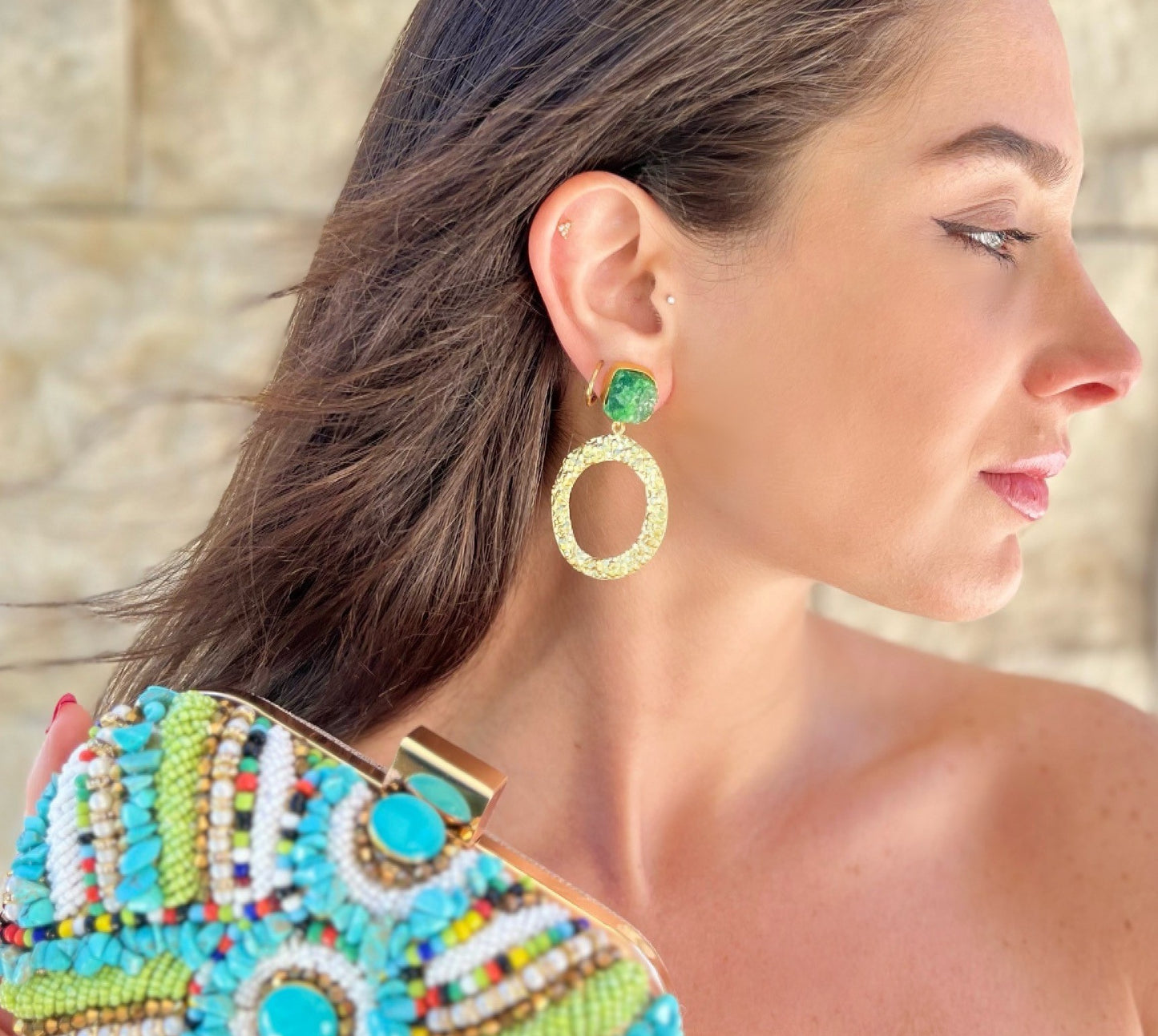 Ayla's Hoop Earrings With Emeralds