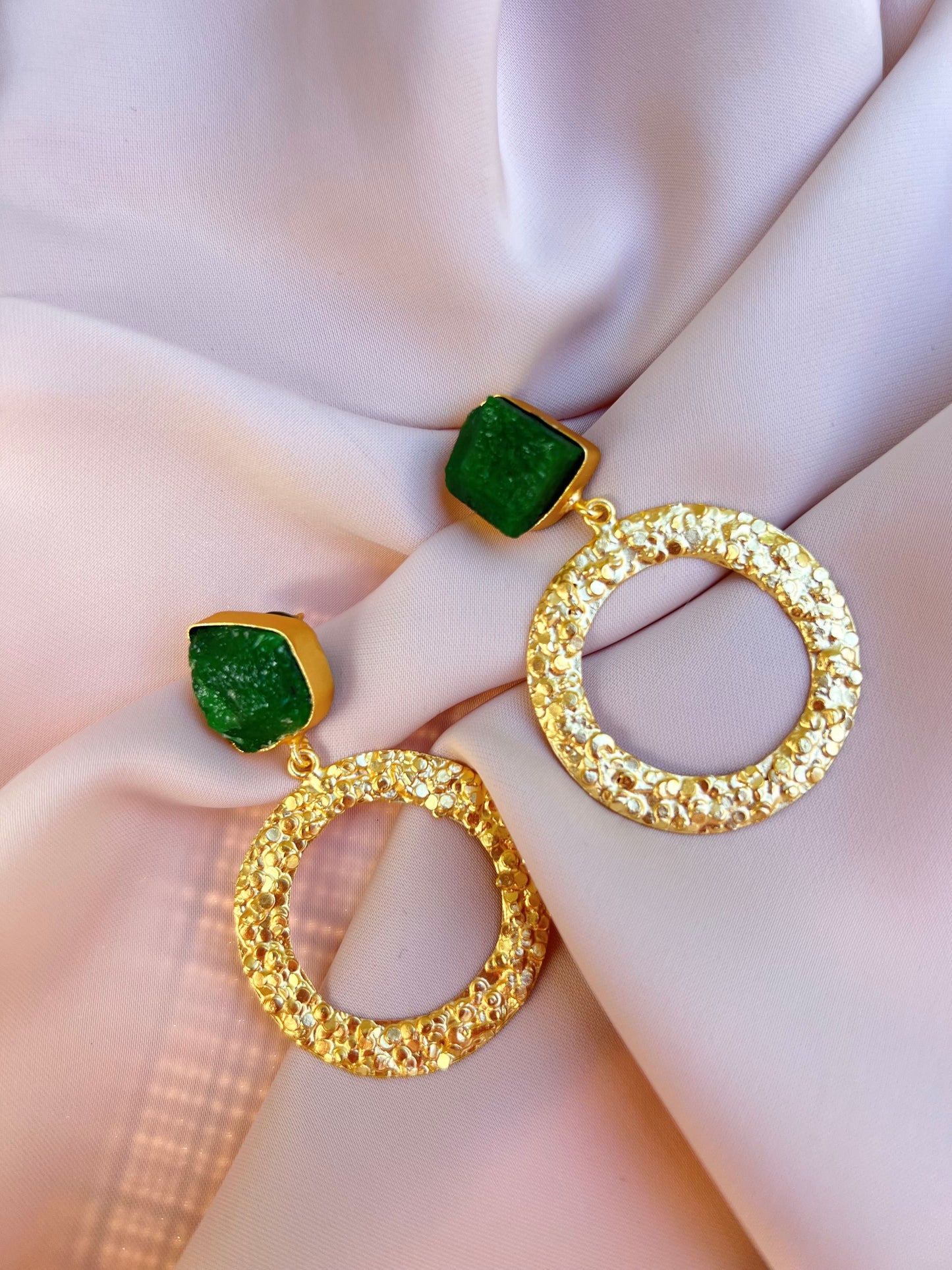 Ayla's Hoop Earrings With Emeralds